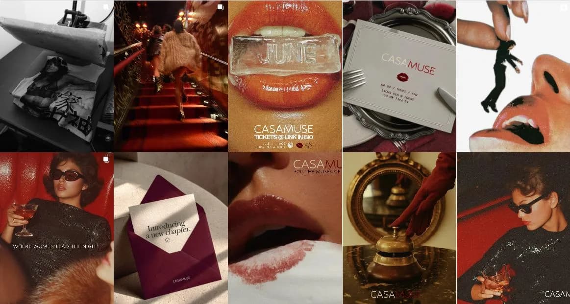 Casa Muse capsule moodboard of accessories, rooms, and red details